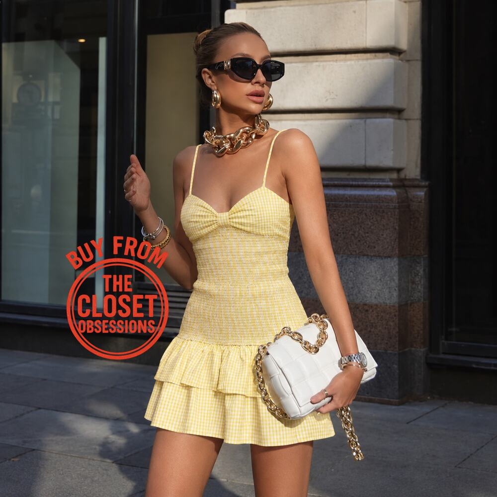 Zara NWT Butter Yellow Smocked Cotton Mini Dress L